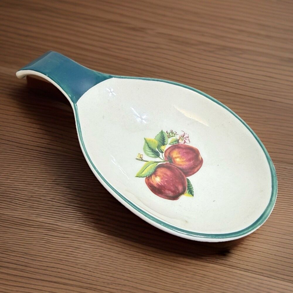 China Pearl Casuals Country Apples 7 5/8" Spoon Rest/Holder Cottagecore Vintage